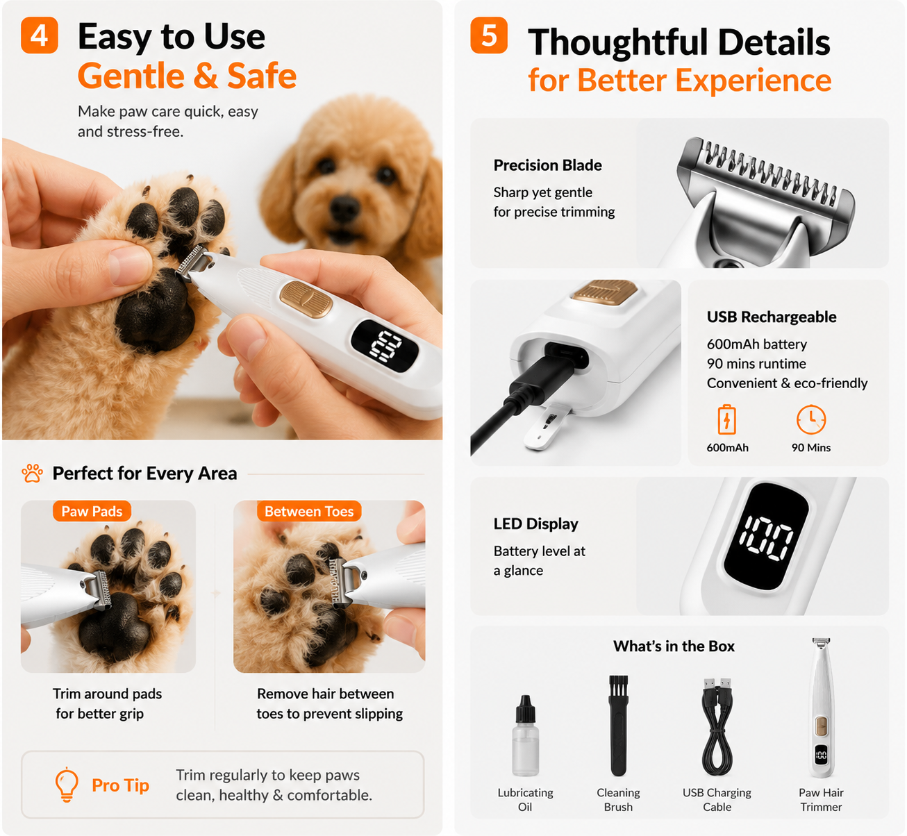 STASHLY™ Electric Pet Paw Trimmer | Quiet Grooming Tool for Dogs & Cats