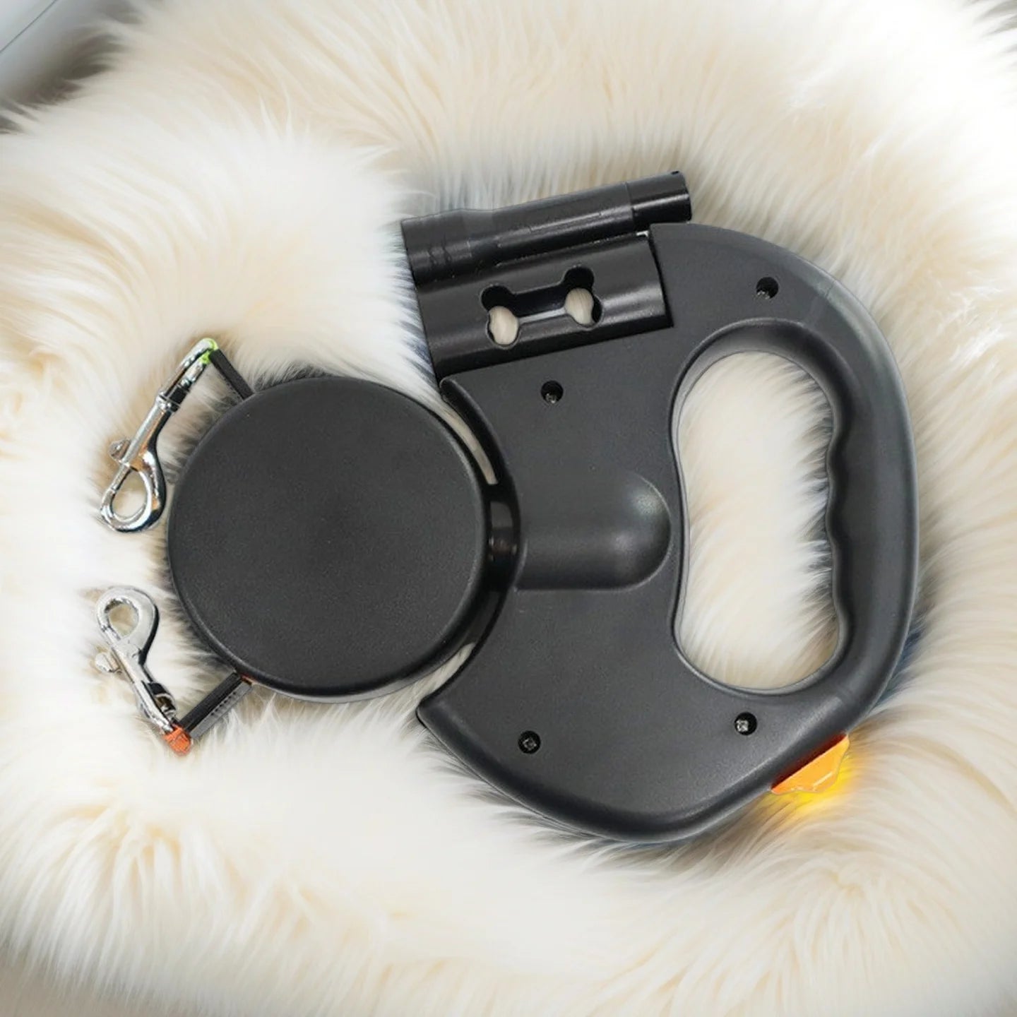 Dual Retractable Dog Leash with LED Light & 360° No-Tangle Swivel
