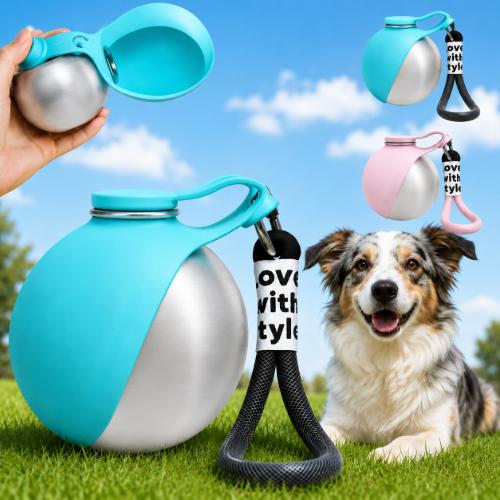 2-in-1 Stainless Steel Pet Travel Water Bottle