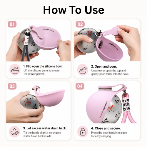2-in-1 Stainless Steel Pet Travel Water Bottle