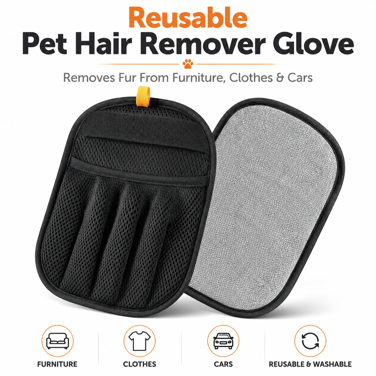 STASHLY™ Reusable Pet Hair Removal Glove | Magic Five-Finger Cleaner for Dogs & Cats