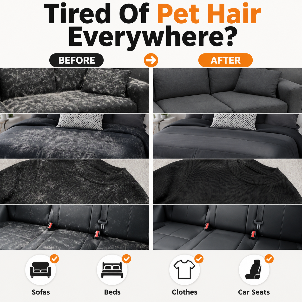 STASHLY™ Reusable Pet Hair Removal Glove | Magic Five-Finger Cleaner for Dogs & Cats