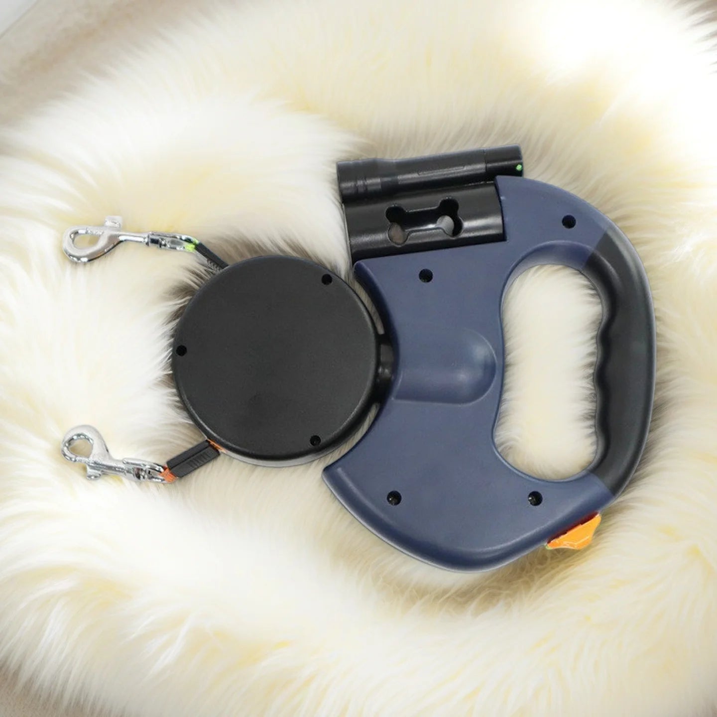 Dual Retractable Dog Leash with LED Light & 360° No-Tangle Swivel