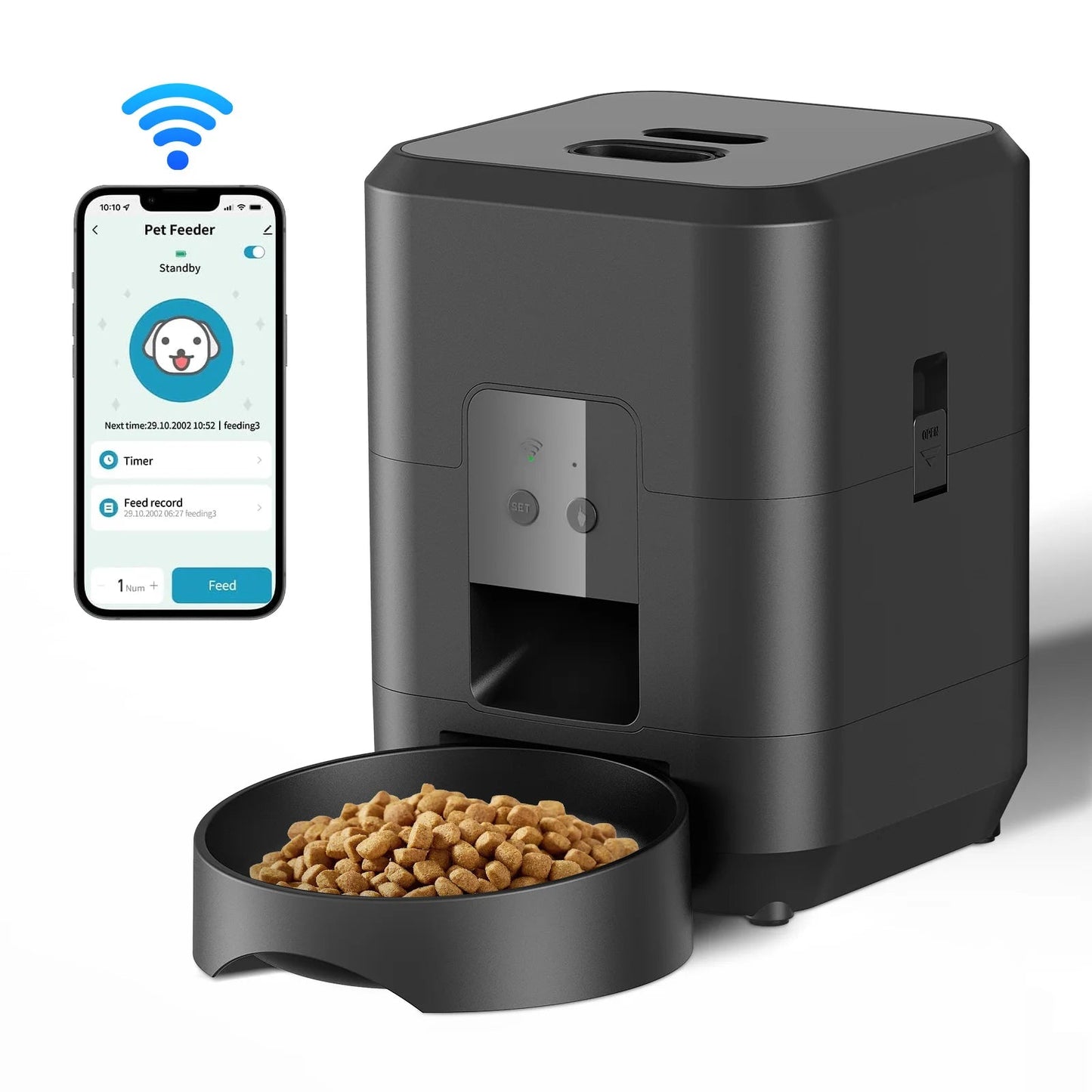 WiFi Smart Automatic Pet Feeder with Camera – 2L Auto Cat & Dog Food Dispenser with Timer